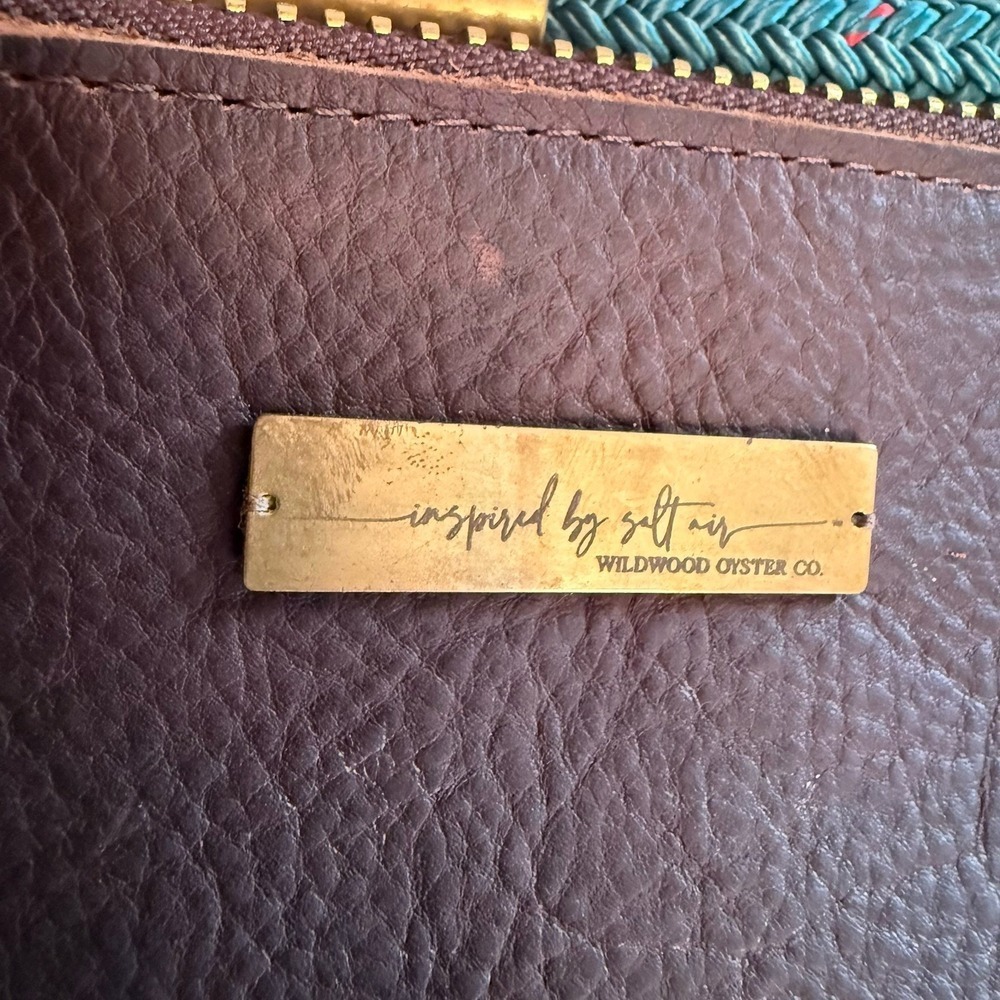 Wildwood Oyster Co. Leather Clutch Teal Rope Wristlet Brown Leather Wallet Pouch — image 3 of 8